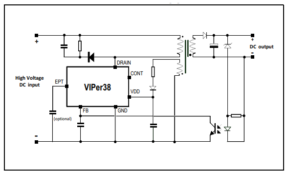 Application Circuit Diagram - STMicroelectronics VIPer38 Peak Power High-Voltage Converters
